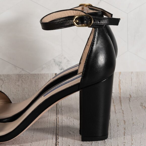 Stuart Weitzman Nearlynude Ankle Strap City Sandal Black Dress Nappa 8 M - Picture 14 of 15
